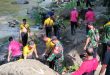 TNI-Polri Bersama Warga Sibanggede Turut Serta Dalam Membersihkan Aliran Sungai Ayung